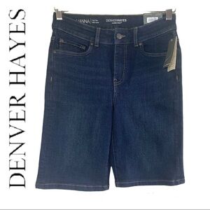 DENVER Hayes Dark Blue Wash Tummy Control Denim Shorts Size 6